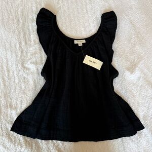 Elegant Black Ruffle Sleeve Blouse